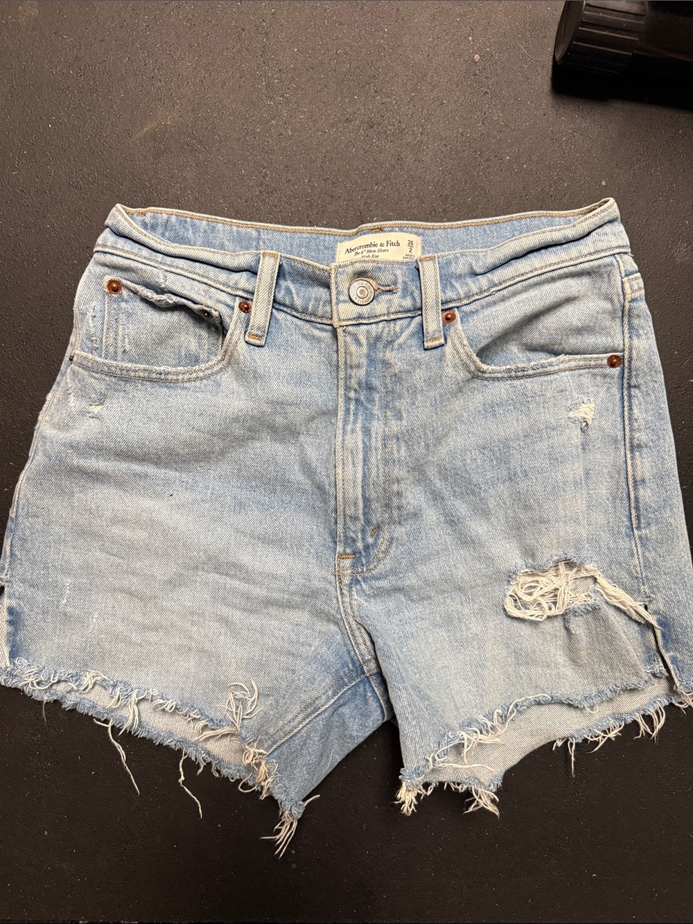 Abercrombie & Fitch Light Wash Distressed Denim Cutoff Shorts